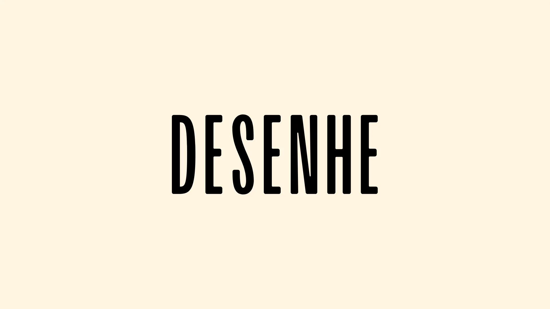 DESENHE logo in black, with condensed letters and rounded terminals, on a cream background