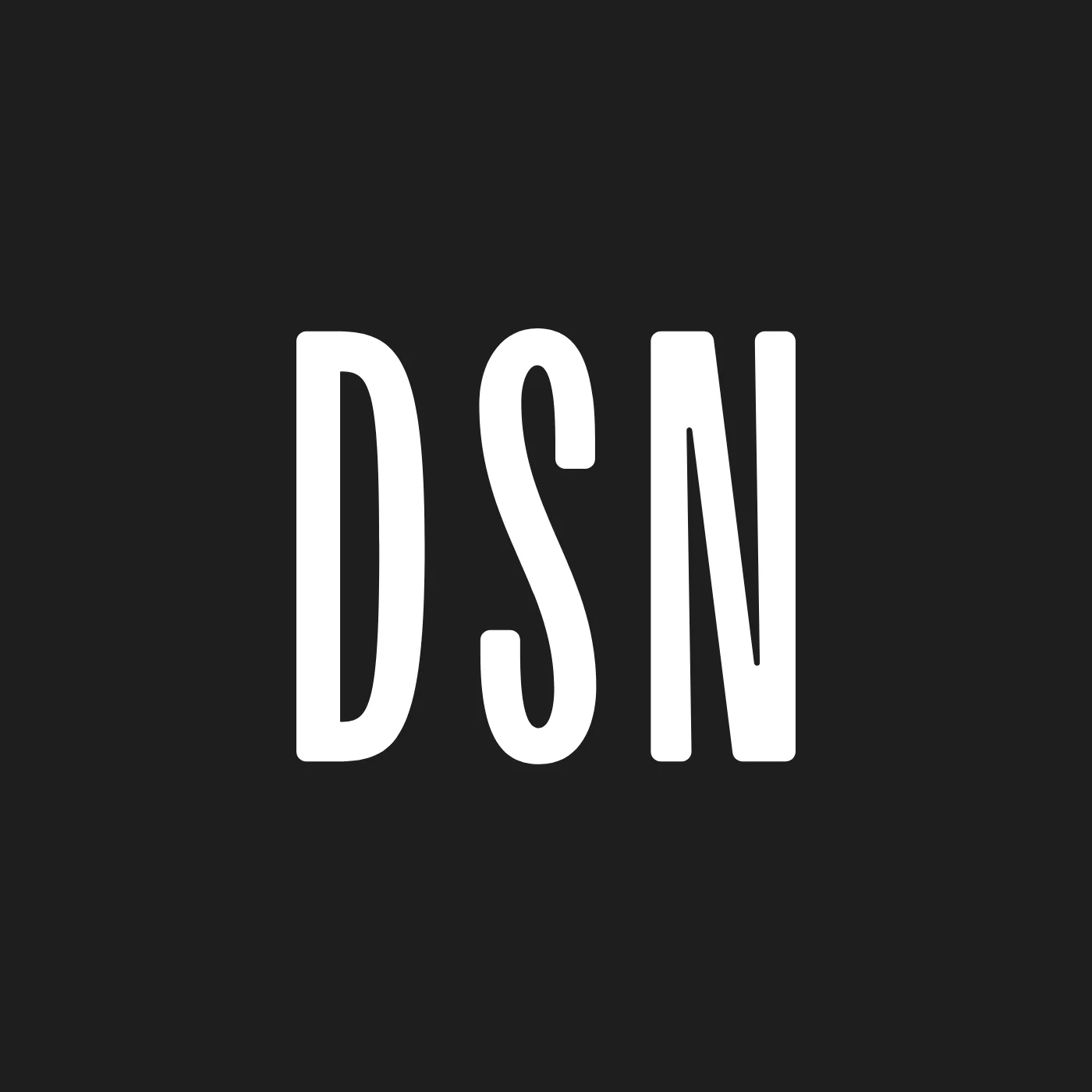DSN monogram in white on a charcoal background