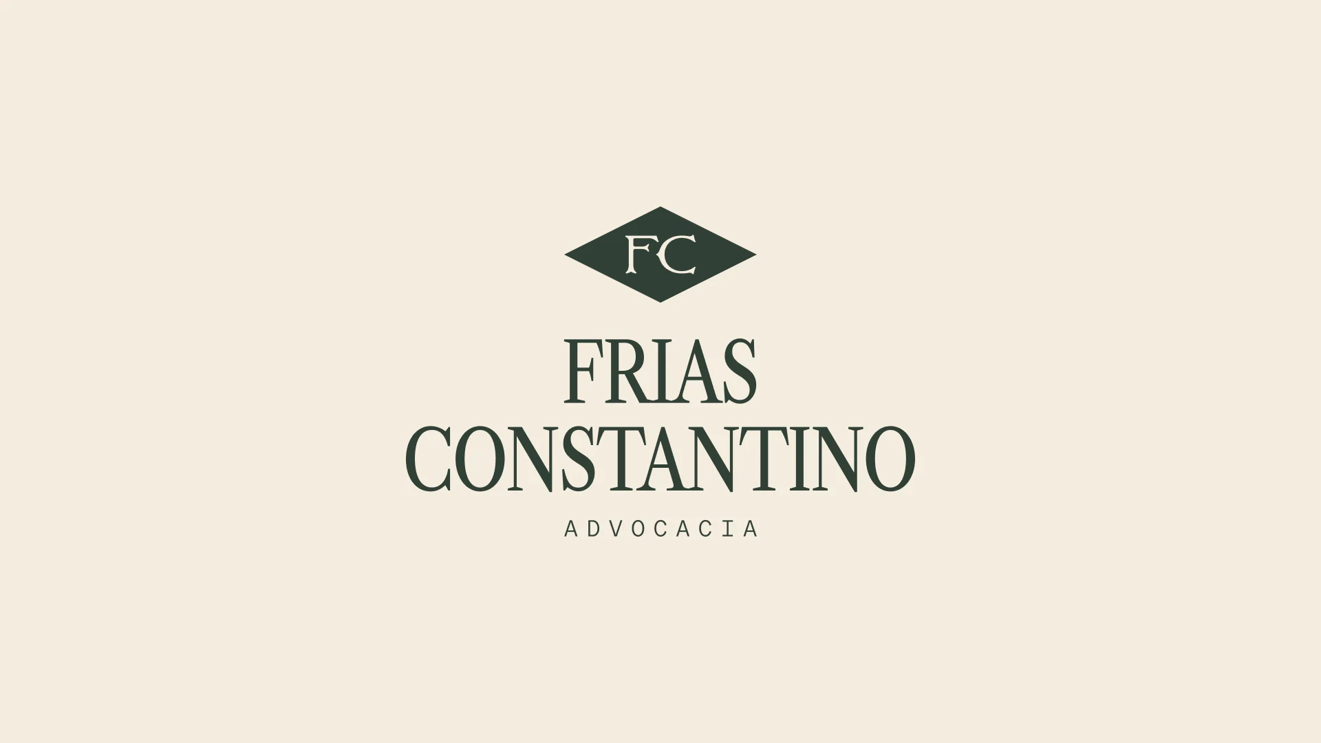Vertical signature with the diamond FC seal above the Frias Constantino Advocacia name