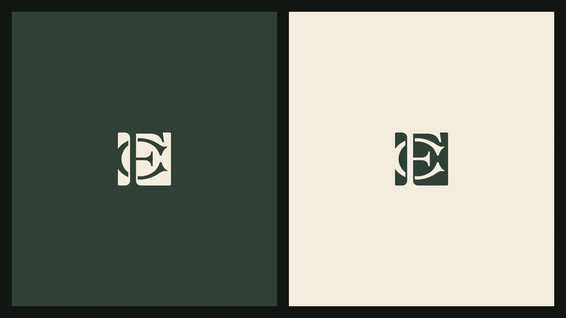 Compact monogram icon in sand on green and in green on sand