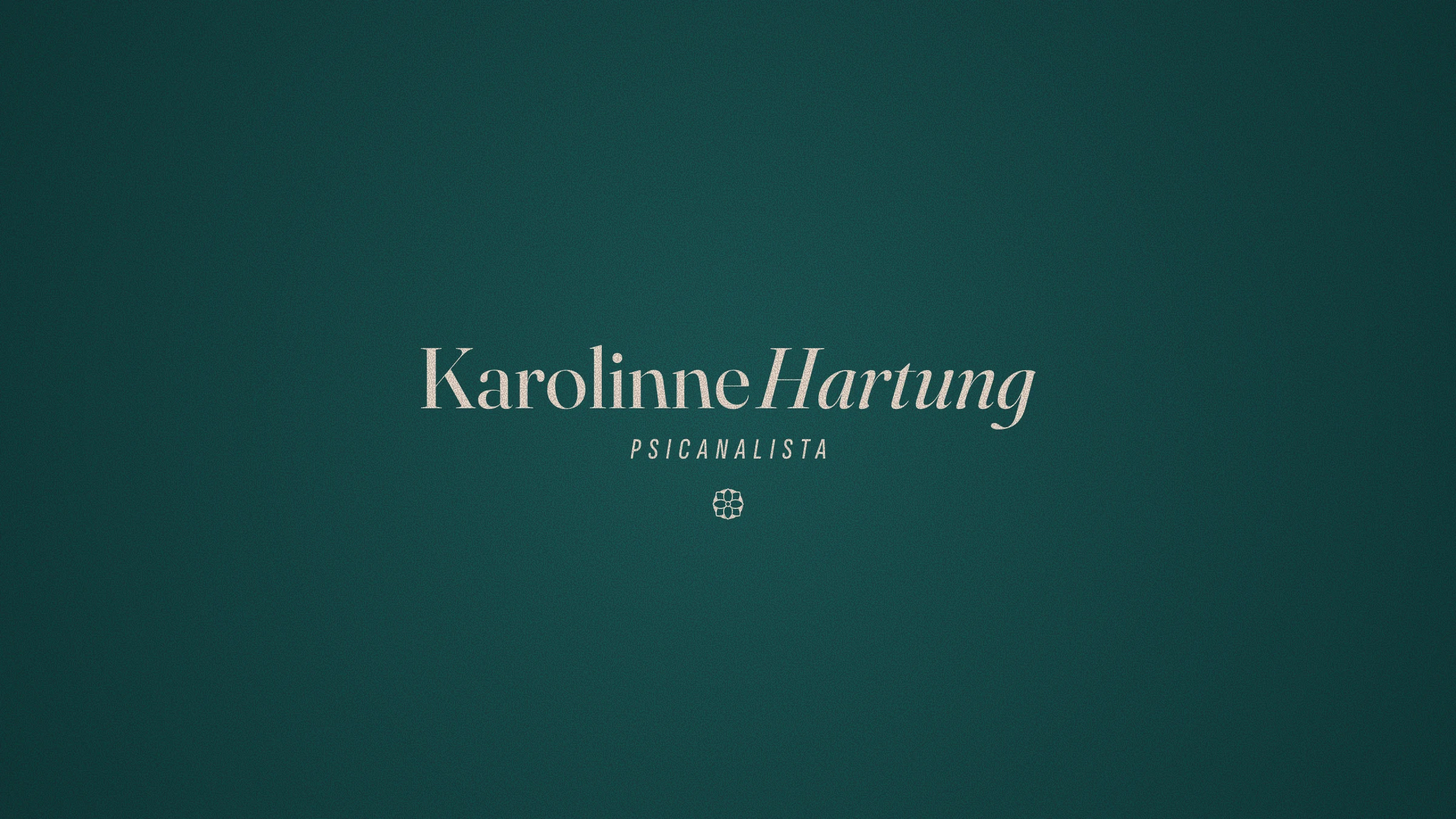 Horizontal logotype in cream on a deep moss green background