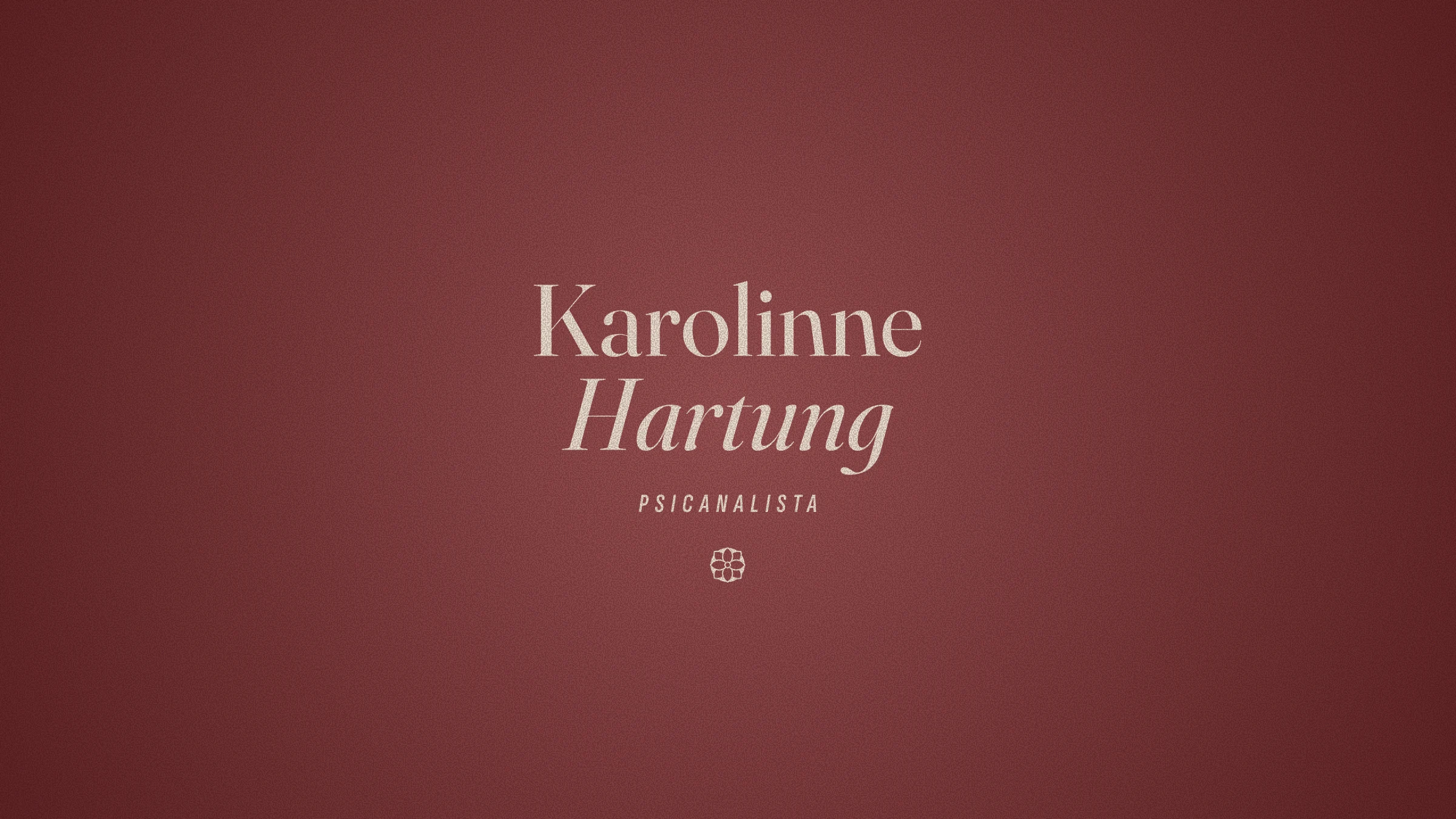 Stacked logotype in cream on a terracotta background