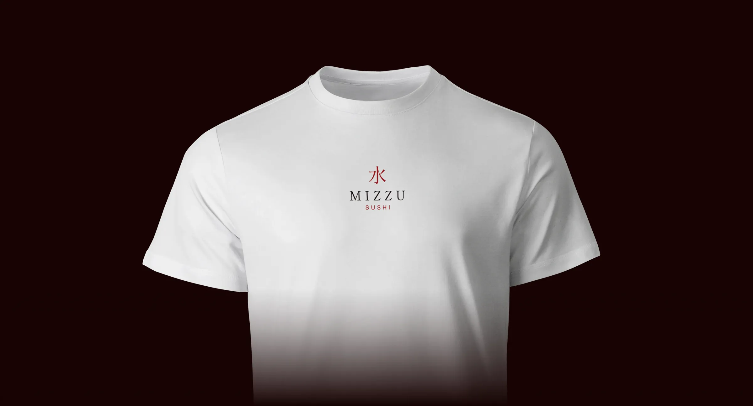 White T-shirt with the Mizzu Sushi logo
