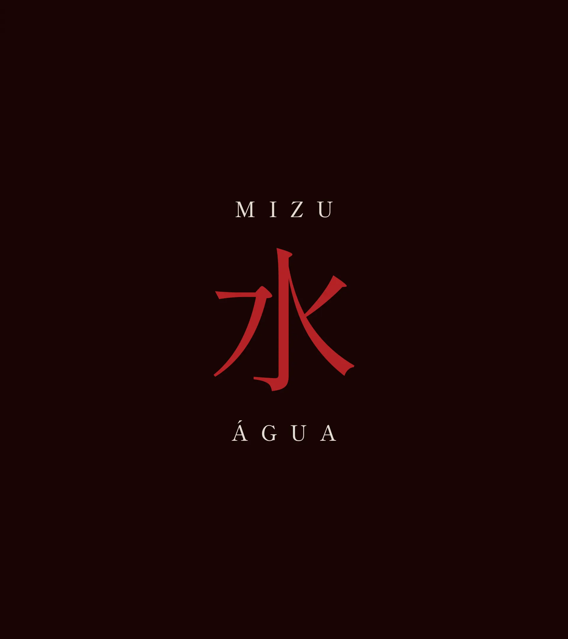 The ideogram 水 with the words Mizu and Water