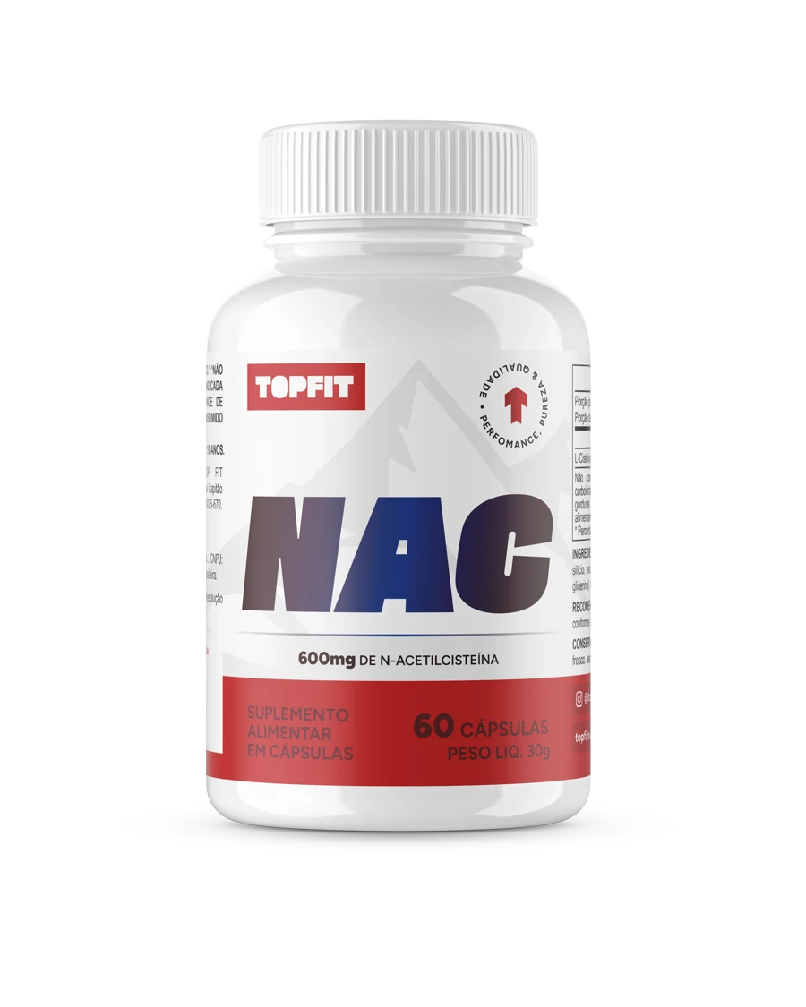 NAC capsule bottle with a white and red label