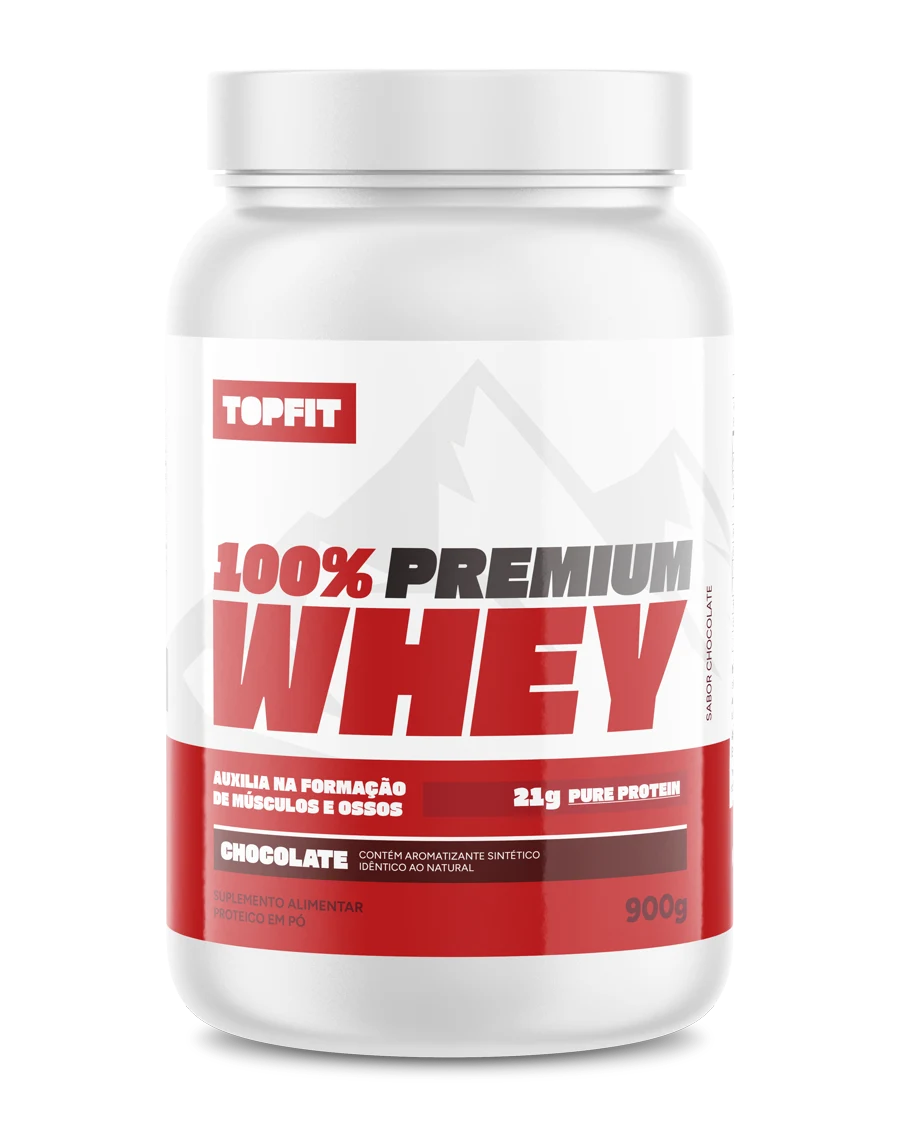 Tub of Whey Protein, white with a red label and a mountain in the background