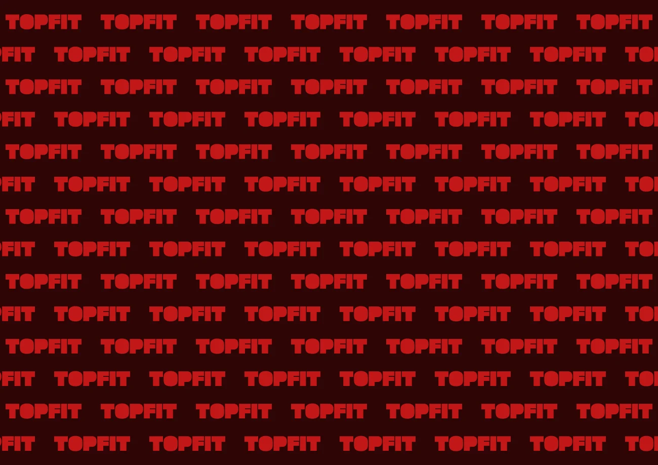 Print with the TOPFIT name repeated in red on wine